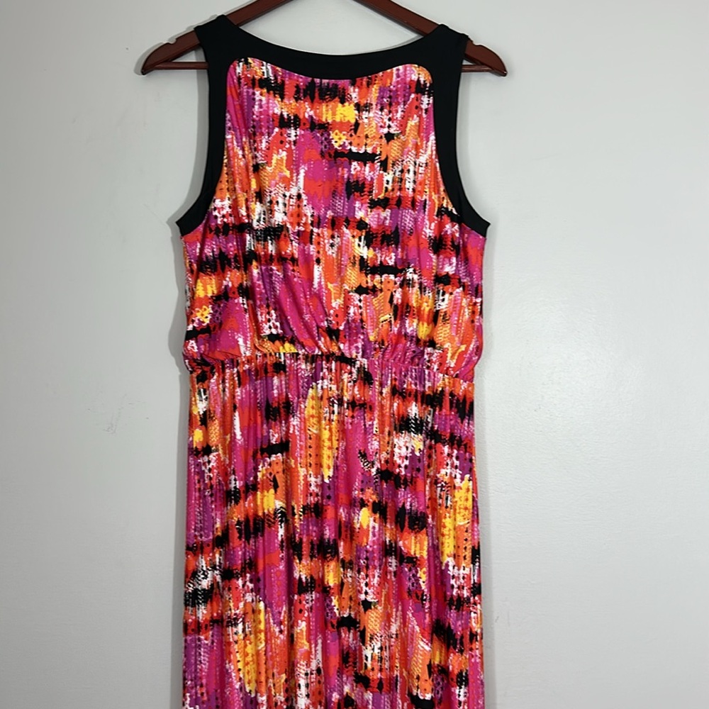 RUBY RD WOMAN Stretch Knit Maxi Vibrant Multicolor Sleeveless Dress size S - Picture 4 of 6